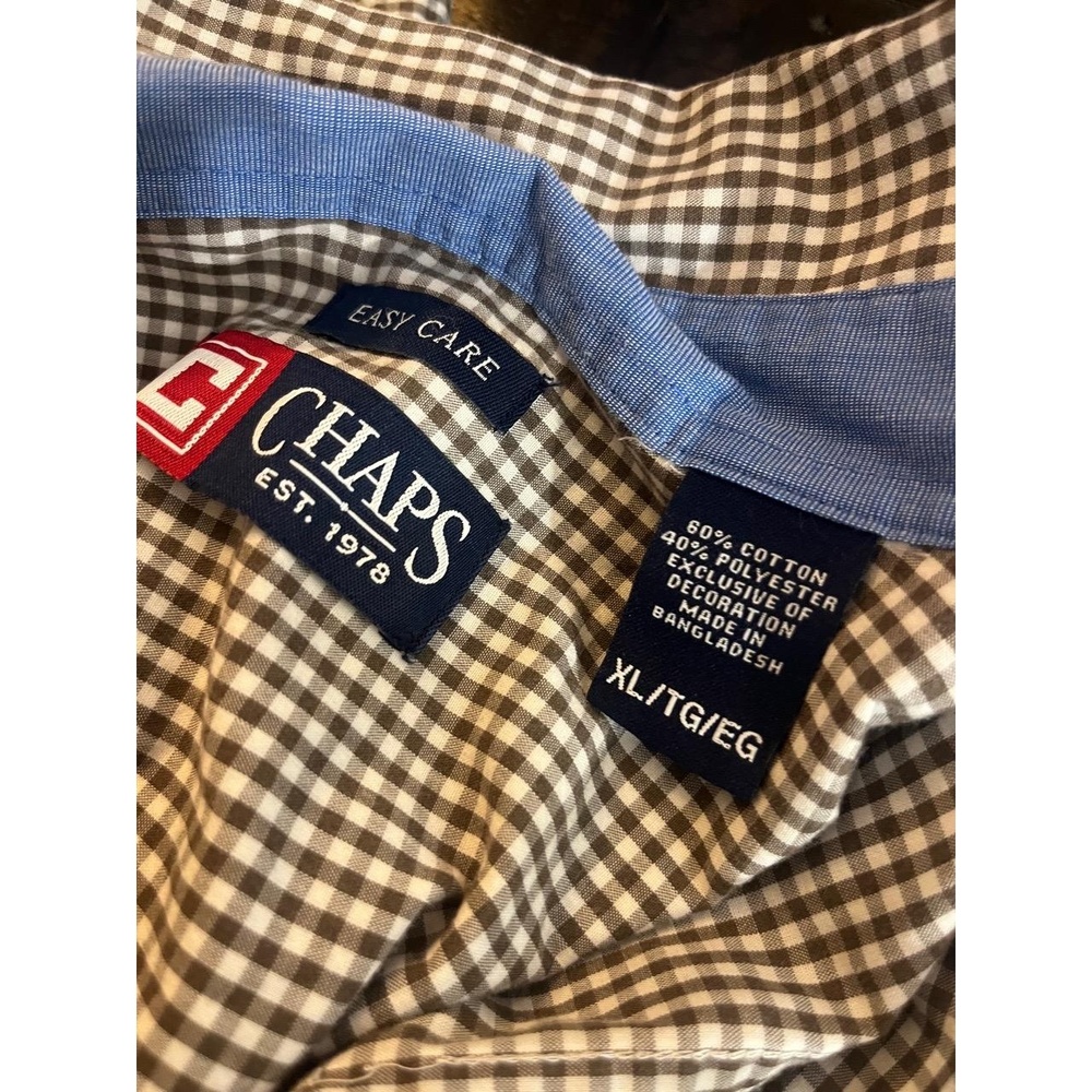 CHAPS Mens Shirt XL Cotton Blend Easy Care Button Down Casual Long Sleeve - Picture 5 of 6